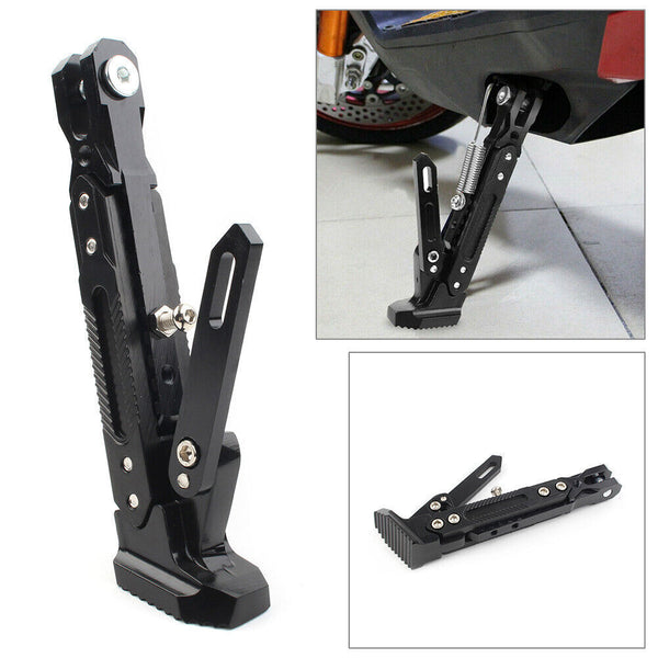 Universal Adjustable Aluminum Alloy Motorcycle Foot Side Support Stand Black