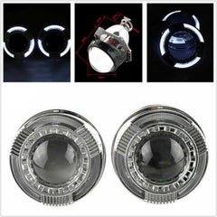 Bi Xenon Projector White DRL Round Style 55 Watt HID Complete Set