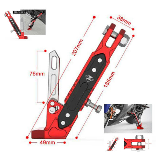 Universal Adjustable Aluminum Alloy Motorcycle Foot Side Support Stand Red