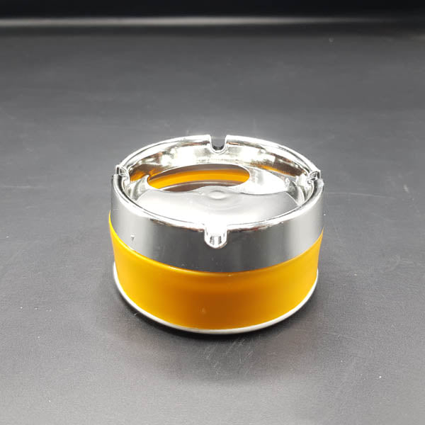 Smart Push Smokeless Windproof Car Stainless Steel Modern Spinning Ashtray Yellow