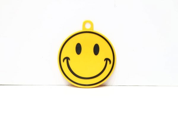 Smiley Yellow Rubber Hanging Tag