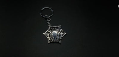 Spider Carbon Silver Spinner Metal Keychain