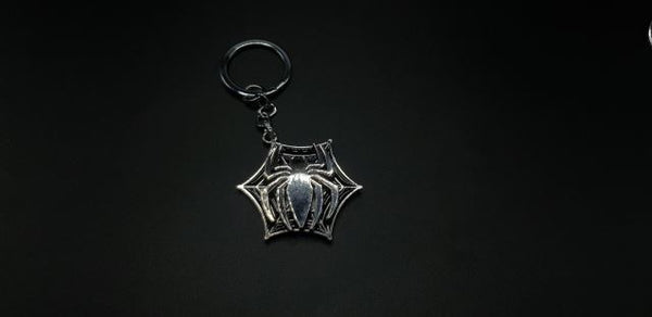 Spider Carbon Silver Spinner Metal Keychain