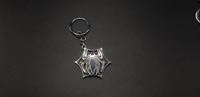 Spider Silver Spinner Metal Keychain
