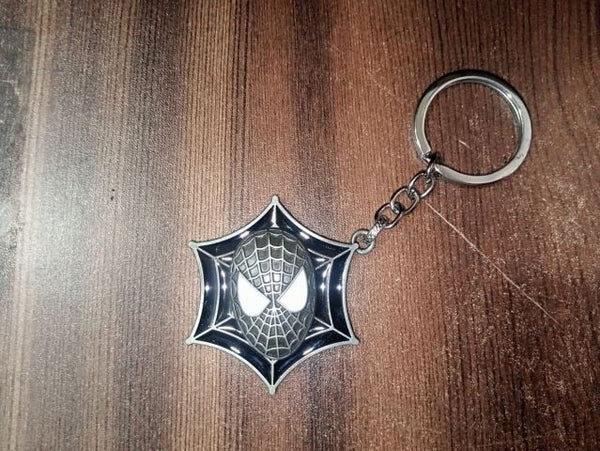 Spiderman Black Spinner Metal Keychain
