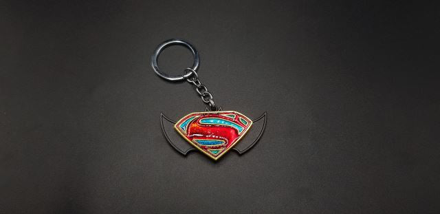 Superman Bat Style Spinner Metal Keychain