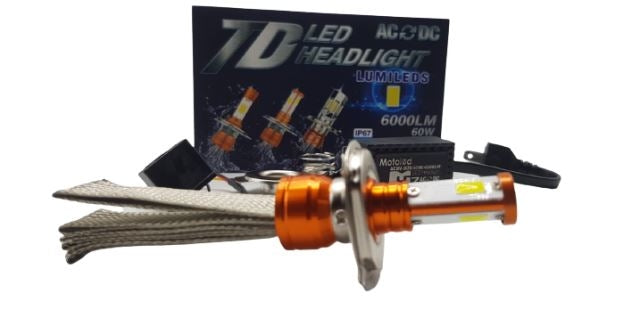 TD LED Headlight Lumiled AC-DC H4 H6 HS1 60Watts IP67 Hi - Low 6000LM