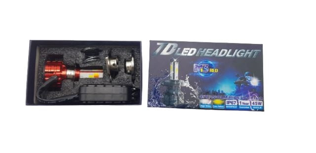 TD LED Headlight m3 Red H4 H6 HS1 45Watts IP67  Hi - Low 4500LM