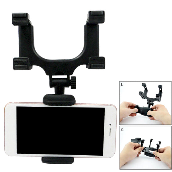 Universal Adjustable 360° Car Center Mirror Mount Mobile Phone Holder Stand Bracket