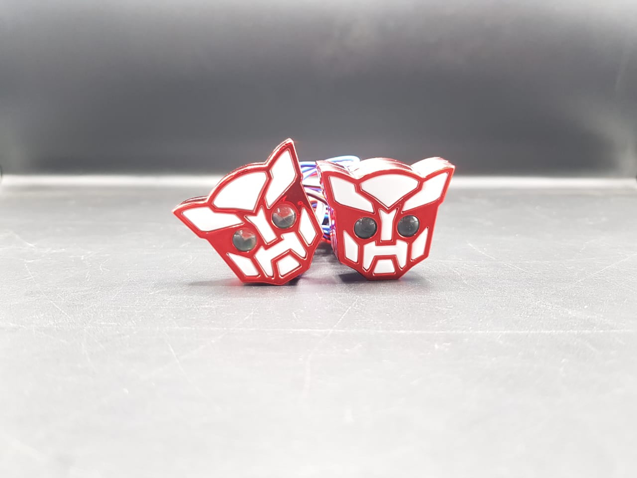 Universal Bike Indicator Transformable Robot Design Red 2 Pcs Set