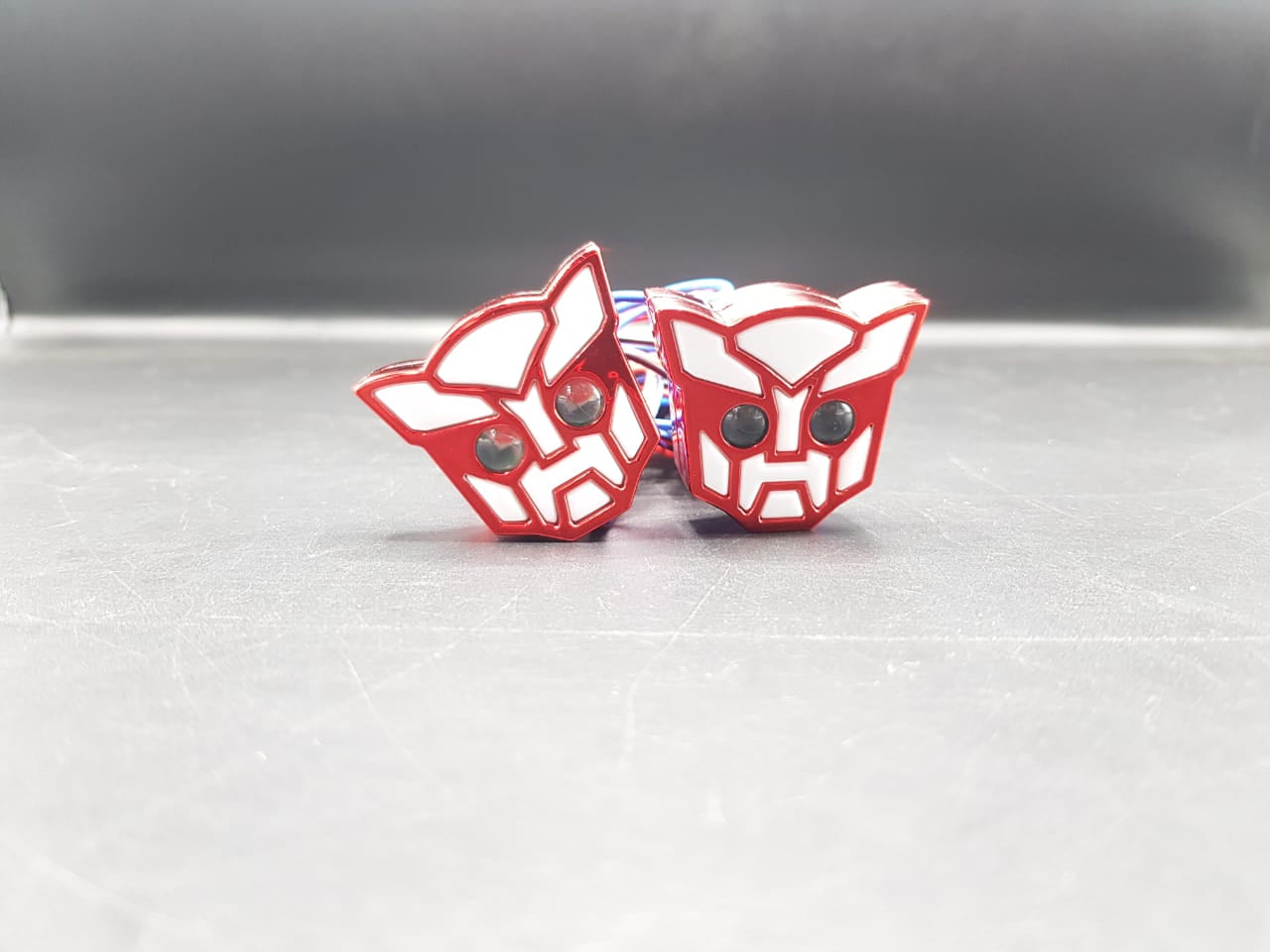 Universal Bike Indicator Transformable Robot Design Red 2 Pcs Set