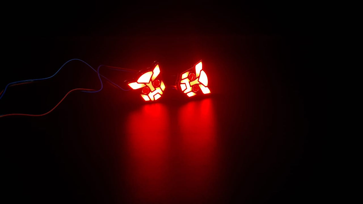 Universal Bike Indicator Transformable Robot Design Red 2 Pcs Set