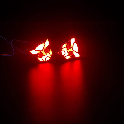 Universal Bike Indicator Transformable Robot Design Red 2 Pcs Set