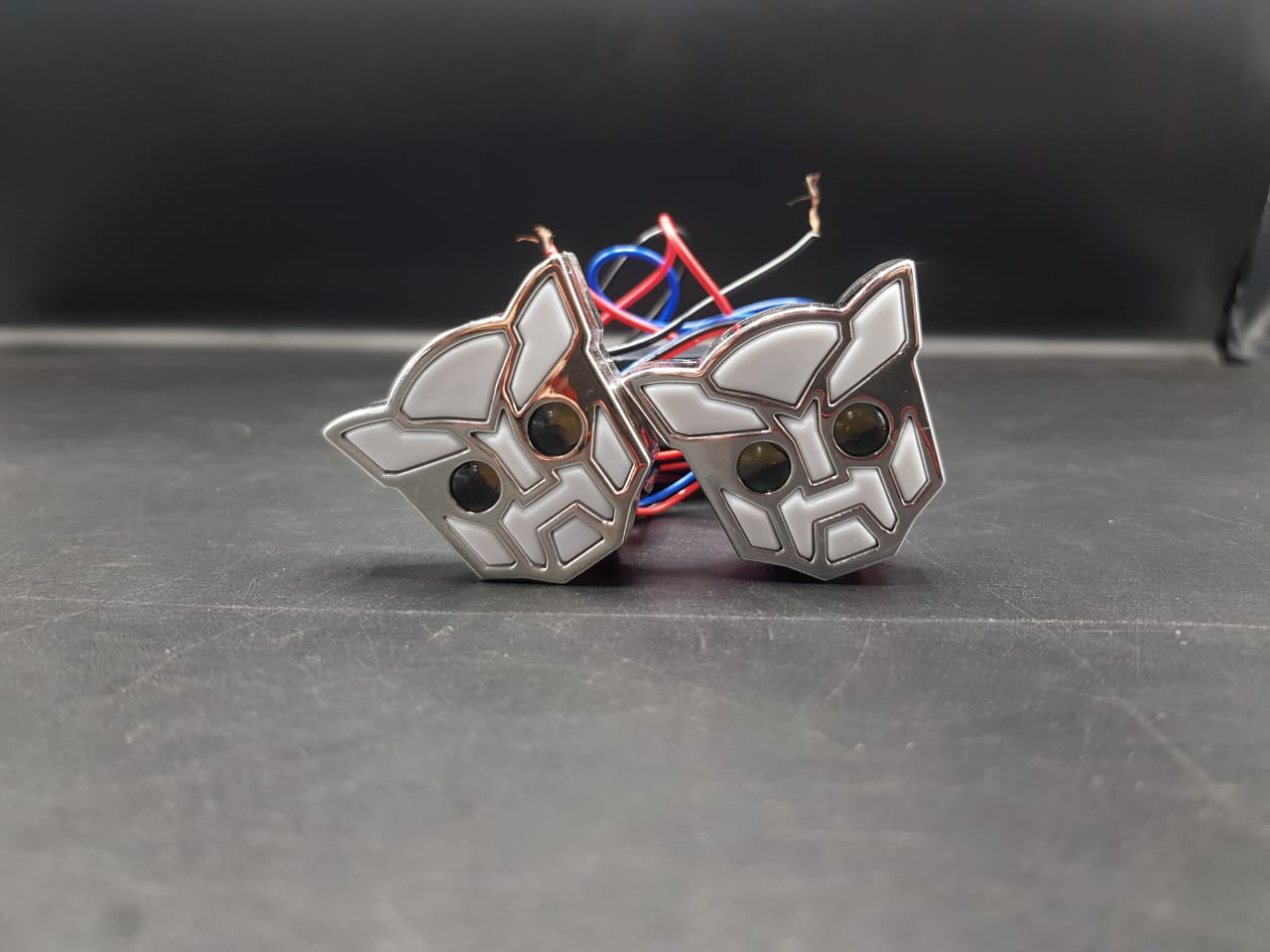 Universal Bike Indicator Transformable Robot Design Silver 2 Pcs Set
