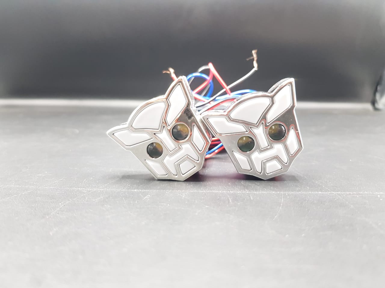 Universal Bike Indicator Transformable Robot Design Silver 2 Pcs Set