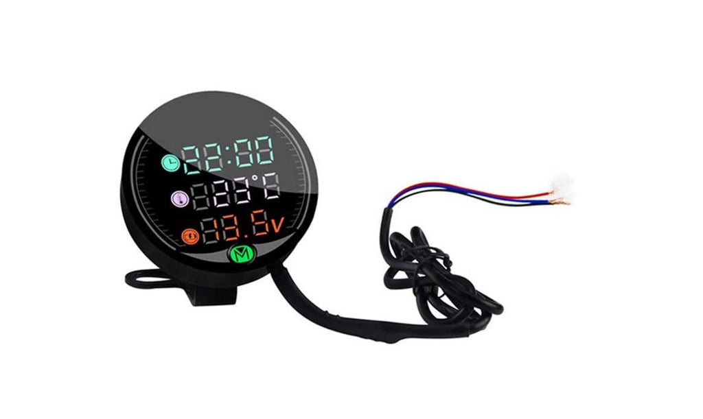 3 in 1 Motorcycle Instrument, 12V Universal Motorcycle Electronic Digital  Thermometer Voltmeter Time Clock Temperature Gauge