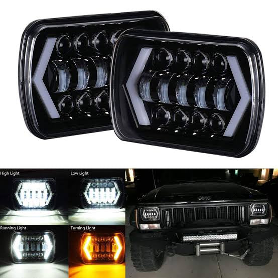 Car - Jeep LED Headlight Square 5x7 Sealed Beam Hi-Low 2 Pc