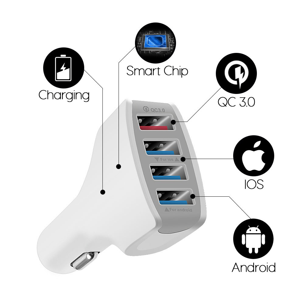Qualcomm Quick Charge 3.0 Car Charger Adapter 4 Port USB Car Charger