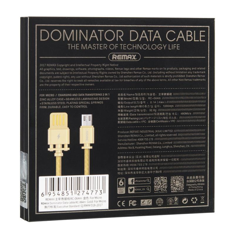 REMAX Dominator Type C 2.4A Skelton Body RC-064 Golden Fast Charging Cable