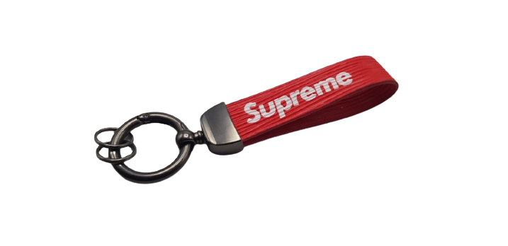 SUPREME Leather Stripe Keychain Black - Red Pack of 2 Pcs