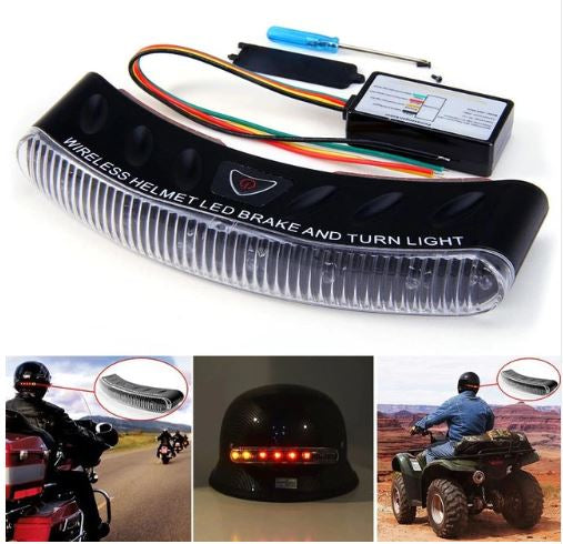 Wireless Motorcycle Helmet Brake Stop Turn-Signal LED Light