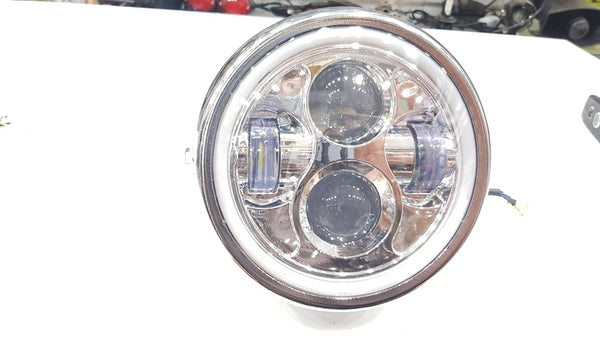 6.5" LED Motorcycle Projector Headlight Cafe Racer Style Drl Silver